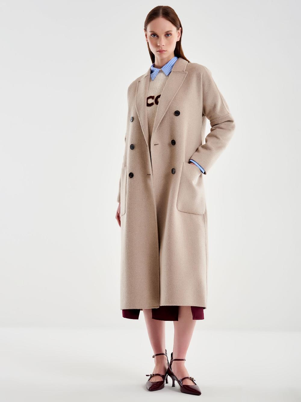 Vicolo Cappotto Doppiopetto Basic Lungo Tortora