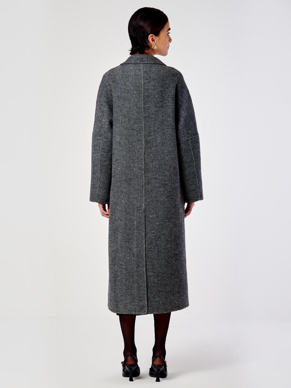 Vicolo Cappotto Doppiopetto Spinato Grigio