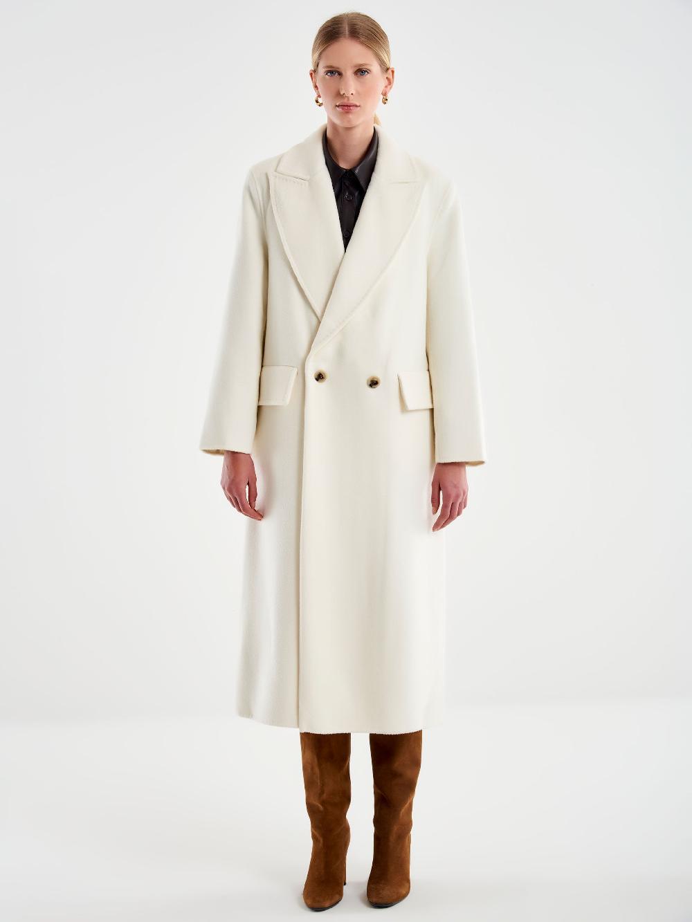 Vicolo Cappotto Lungo Doppiopetto Bianco