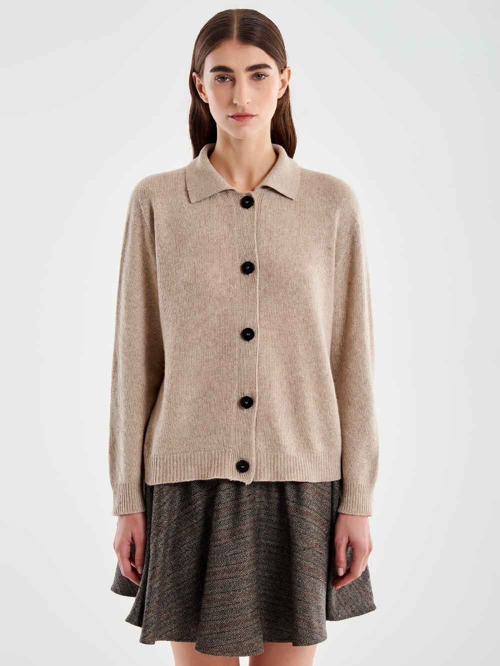 Vicolo Cardigan Con Colletto E Bottoni Marrone