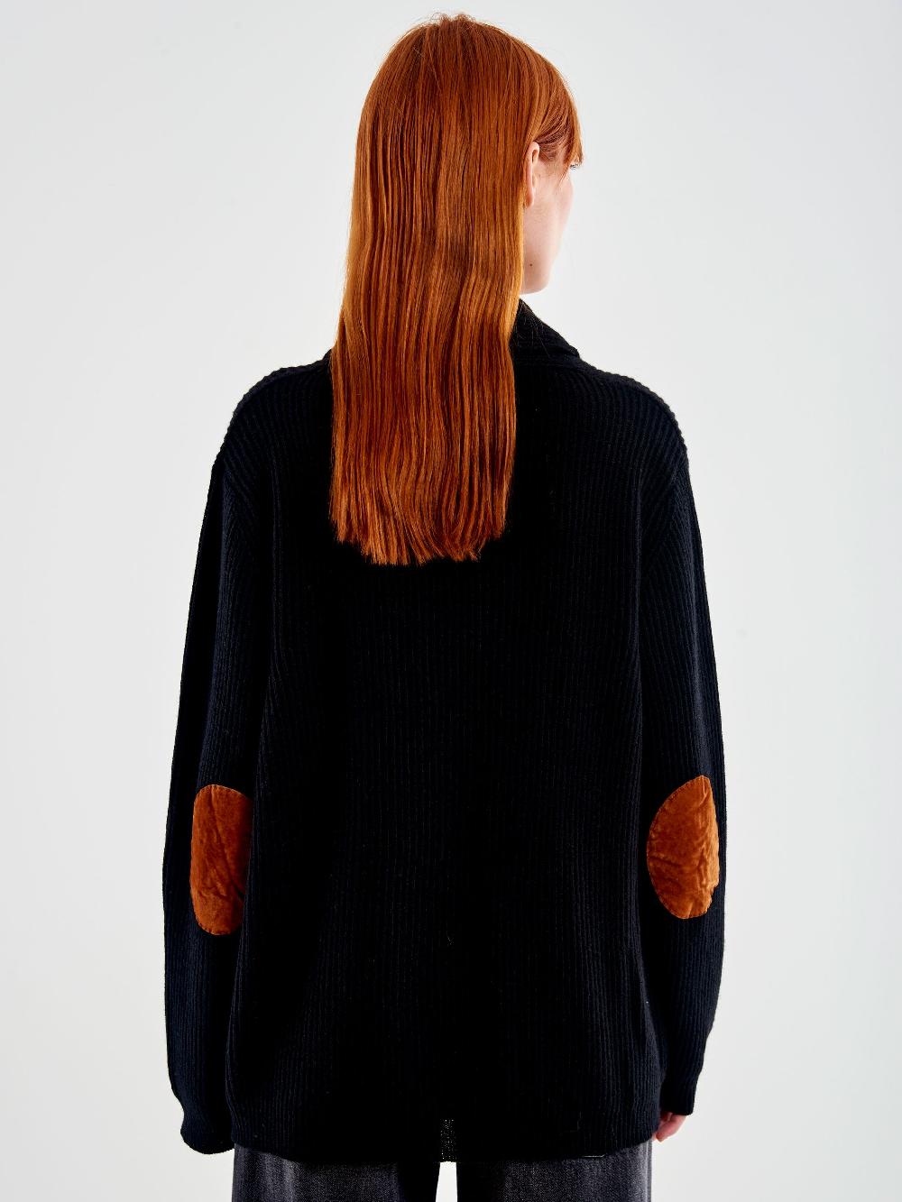 Vicolo Cardigan Con Toppe Nero