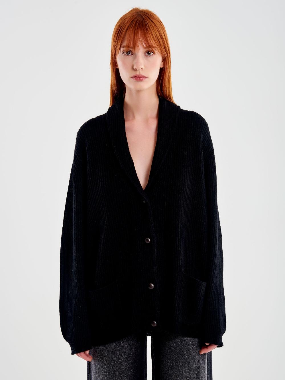 Vicolo Cardigan Con Toppe Nero