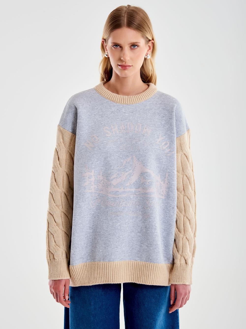 Vicolo Felpa Con Dettagli In Maglia Grigio