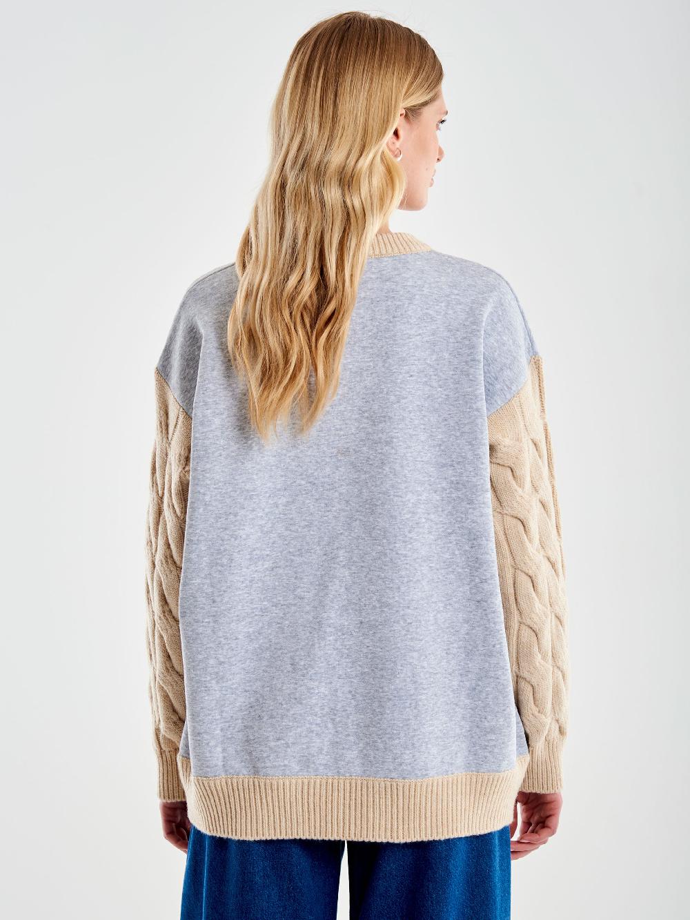 Vicolo Felpa Con Dettagli In Maglia Grigio