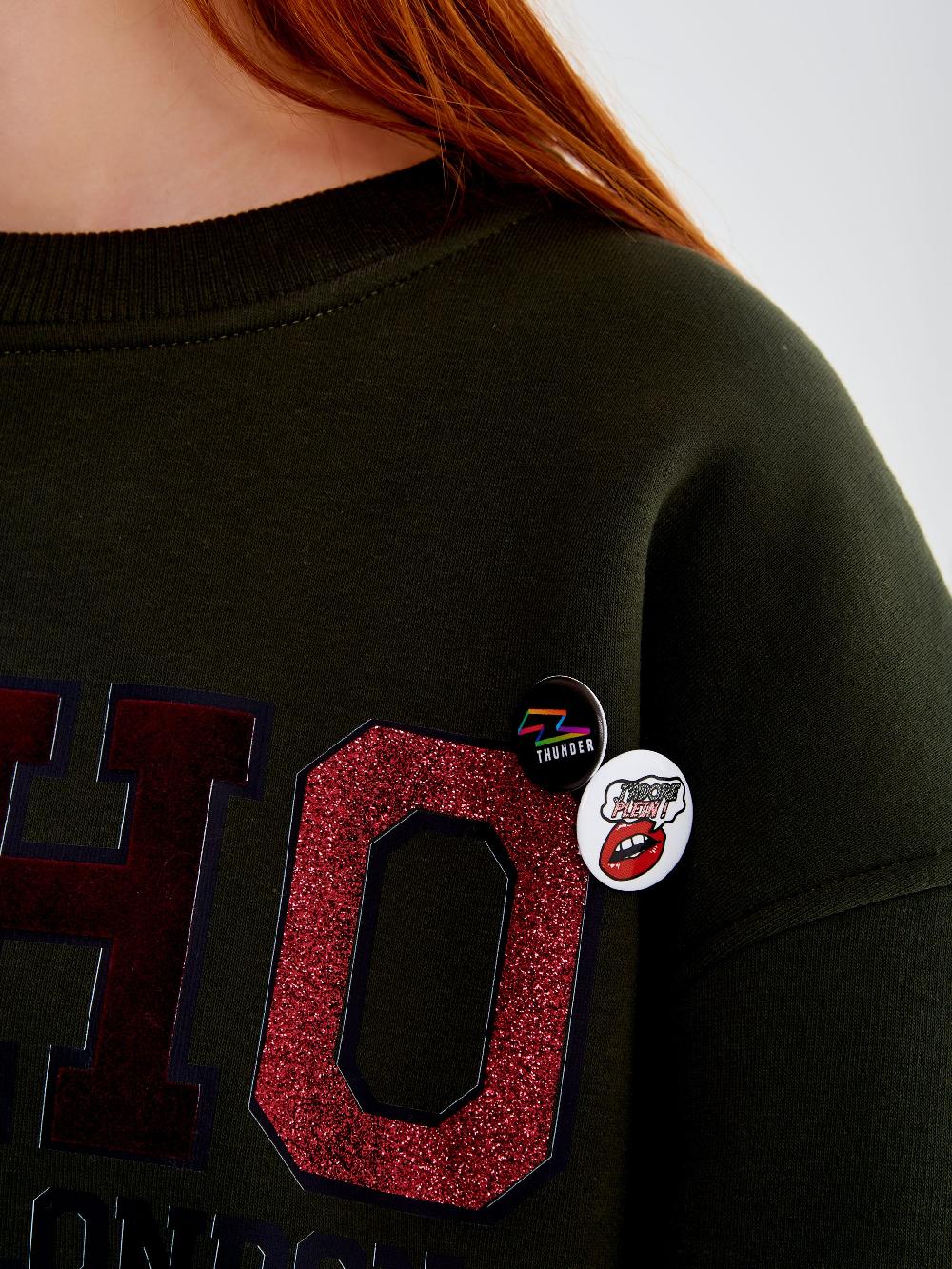 Vicolo Felpa Con Stampa E Spille Militare