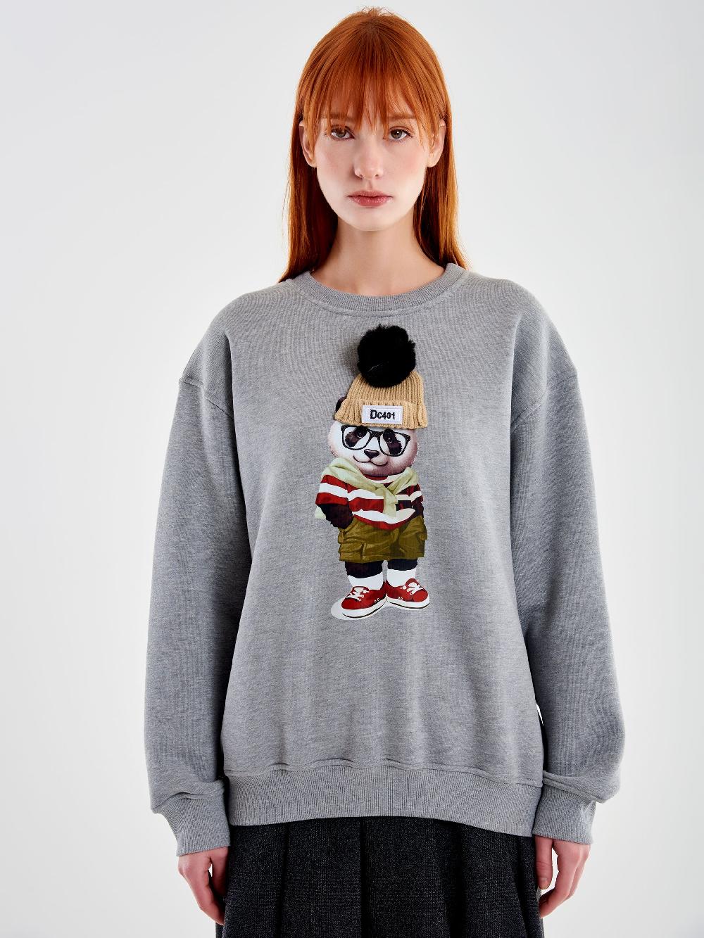 Vicolo Felpa Con Stampa Grigio