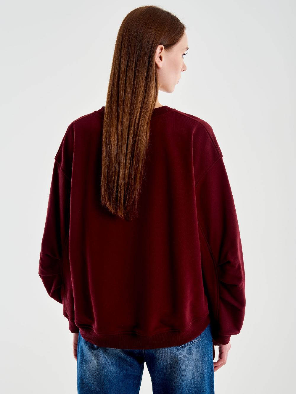 Vicolo Felpa Oversized Varsity Bordeaux