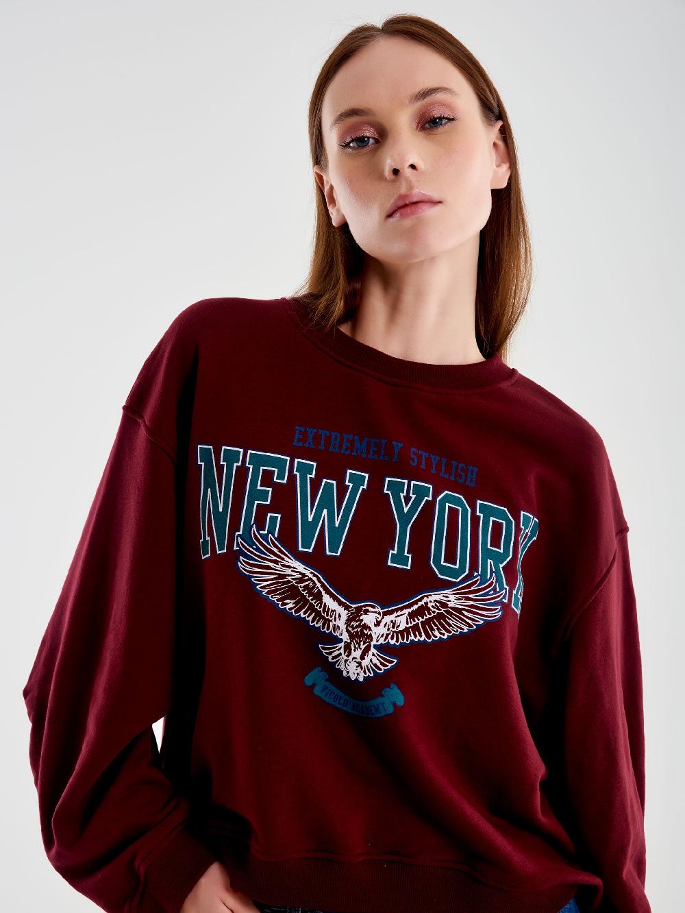 Vicolo Felpa Oversized Varsity Bordeaux