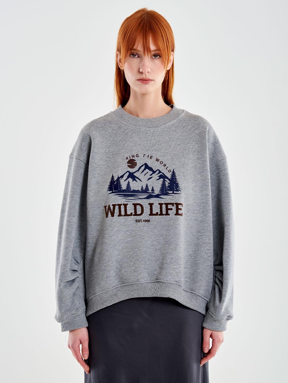 Vicolo Felpa Oversized Wild Life Grigio