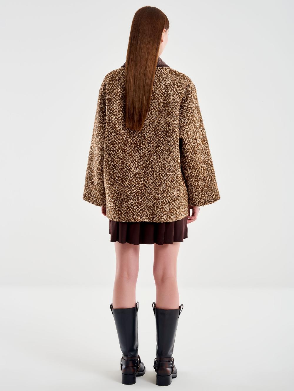 Vicolo Giacca Bouclè Colletto In Velluto Moro