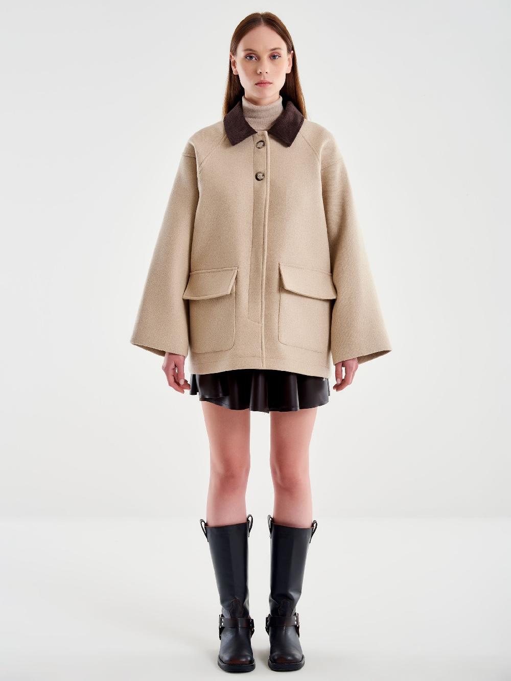 Vicolo Giacca Colletto In Velluto Tortora