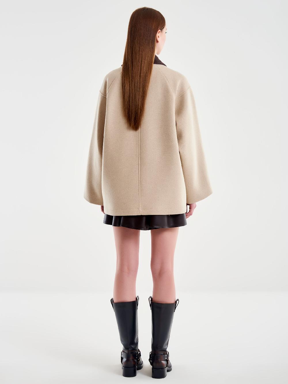 Vicolo Giacca Colletto In Velluto Tortora