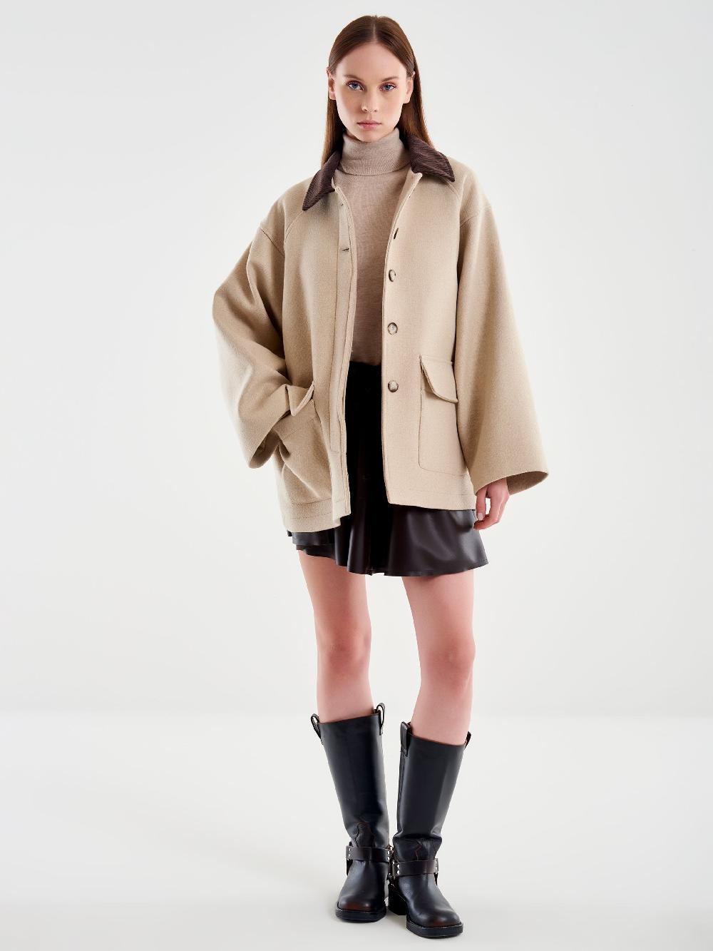 Vicolo Giacca Colletto in Velluto Tortora