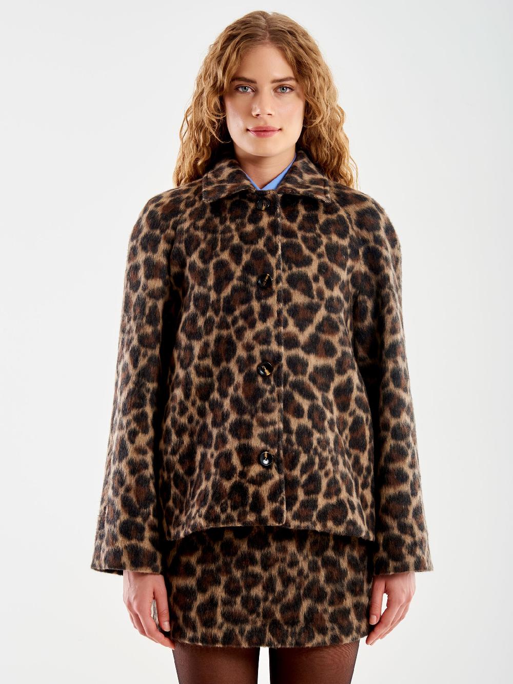 Vicolo Giacca Corta Con Bottoni Animalier Nero