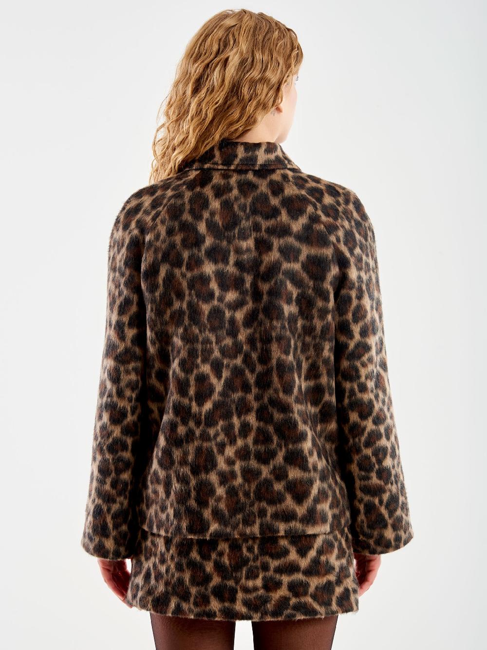 Vicolo Giacca Corta Con Bottoni Animalier Nero