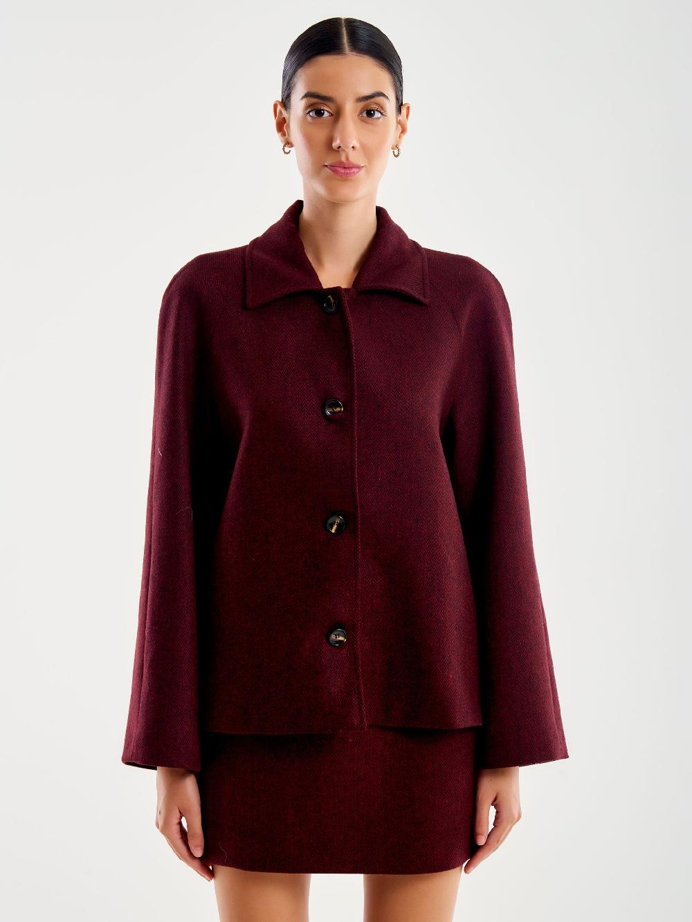 Vicolo Giacca Corta Con Bottoni Bordeaux