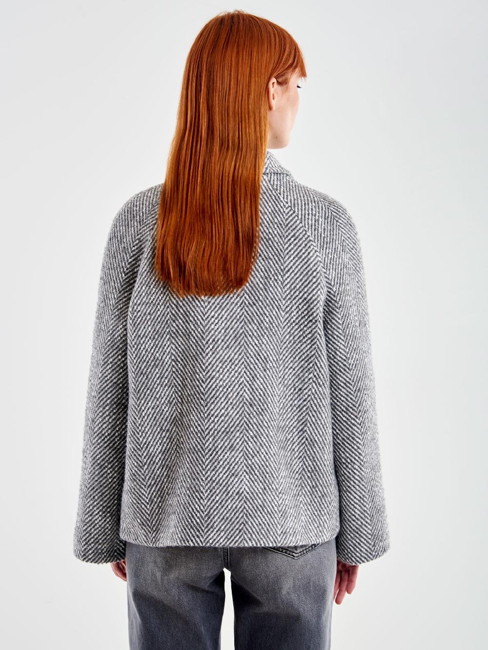 Vicolo Giacca Corta Panno Spinato Grigio