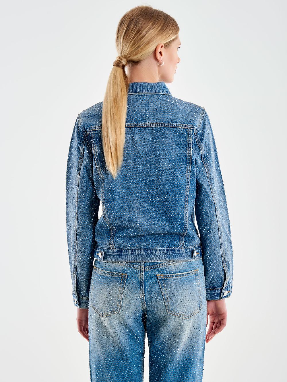 Vicolo Giacca Jeans Con Strass Blu