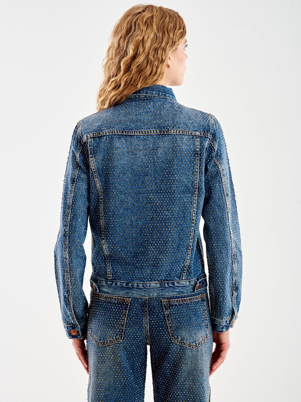 Vicolo Giacca Jeans E Strass Blu