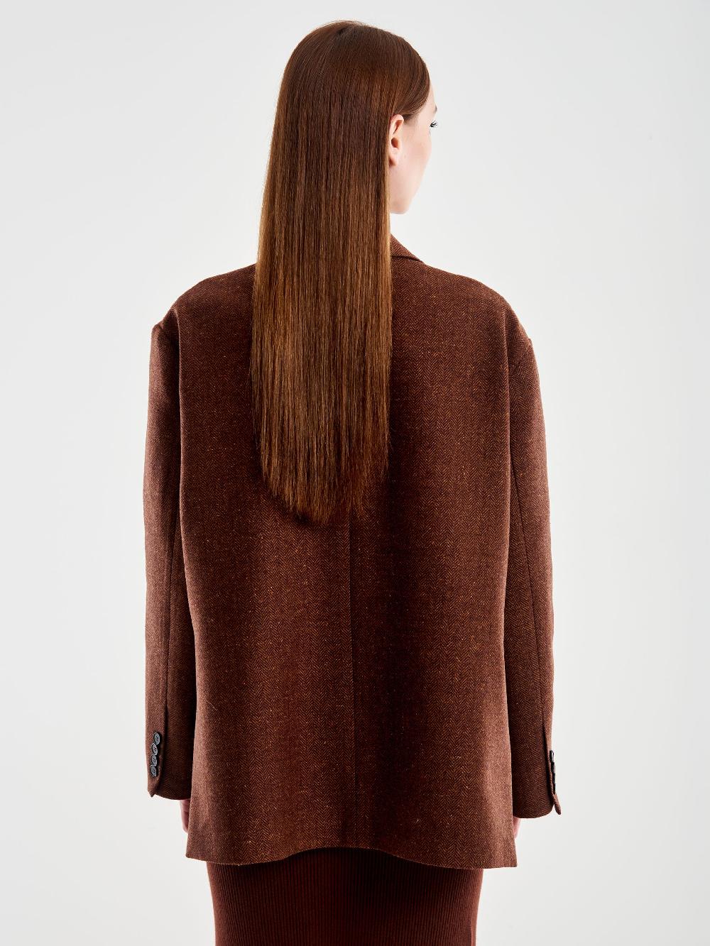 Vicolo Giacca Misto Lana Oversized Spinata Moro