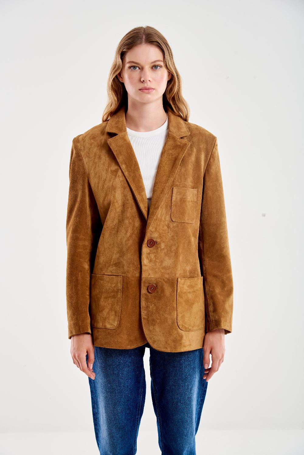 Vicolo Giacca Over In Pelle Cammello