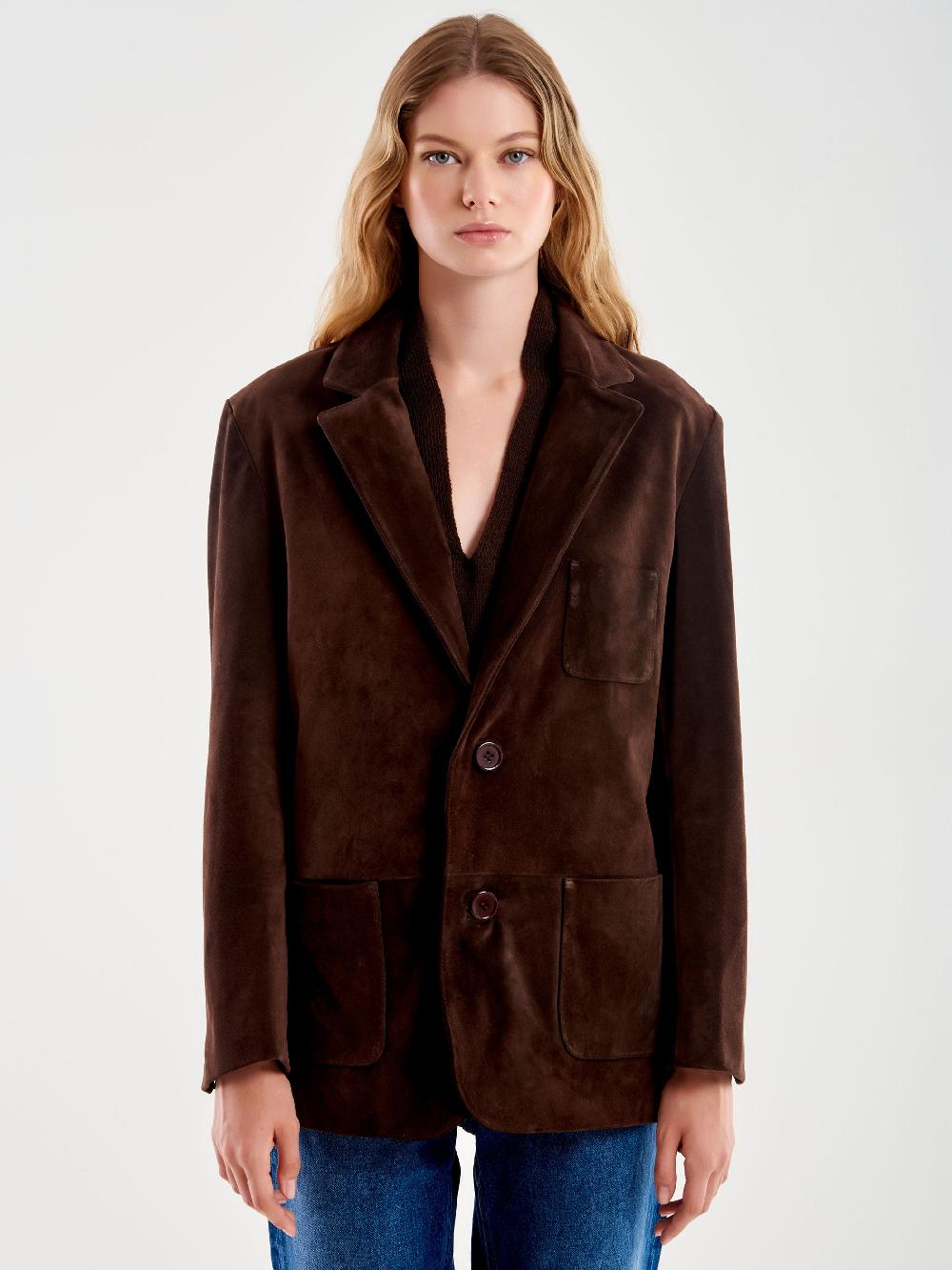 Vicolo Giacca Over In Pelle Marrone