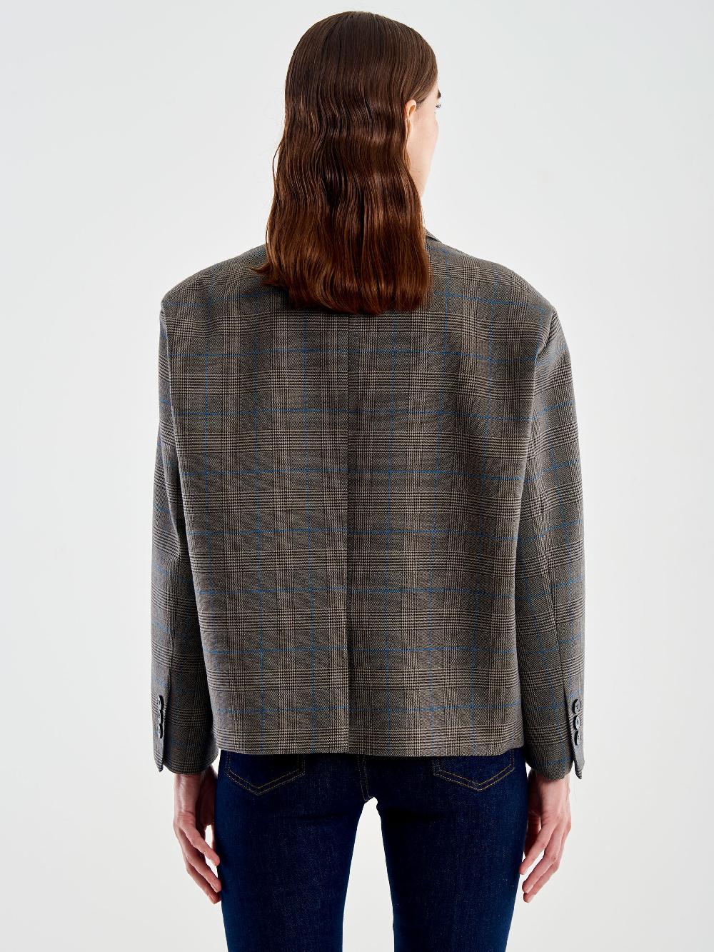 Vicolo Giacca Oversized Cropped Quadri Marrone