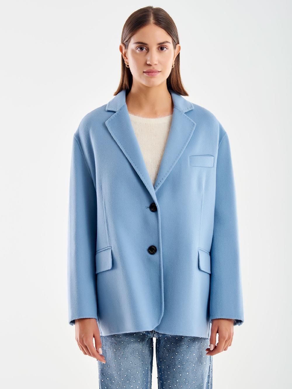 Vicolo Giacca Oversized Misto Lana Azzurro