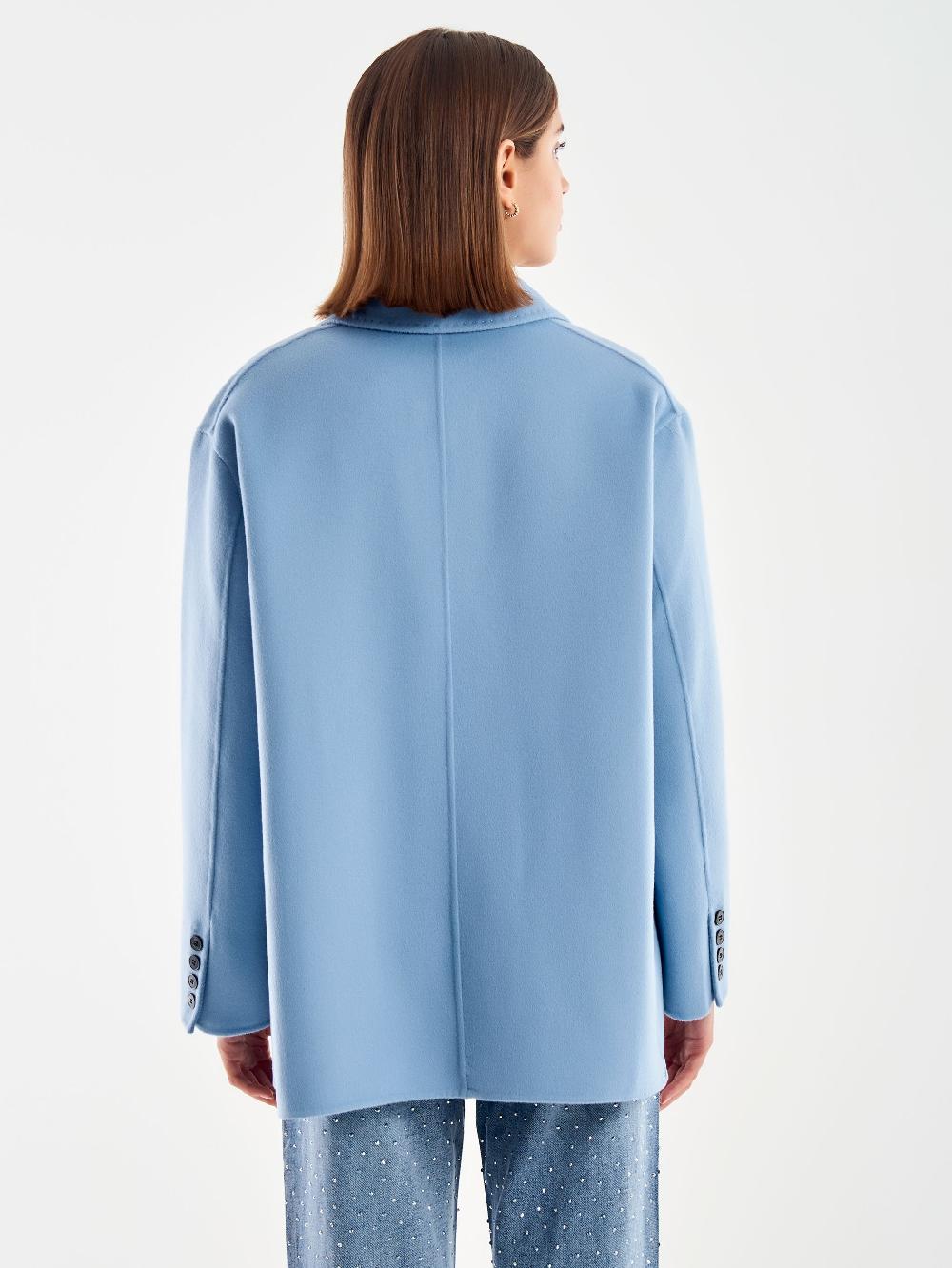 Vicolo Giacca Oversized Misto Lana Azzurro