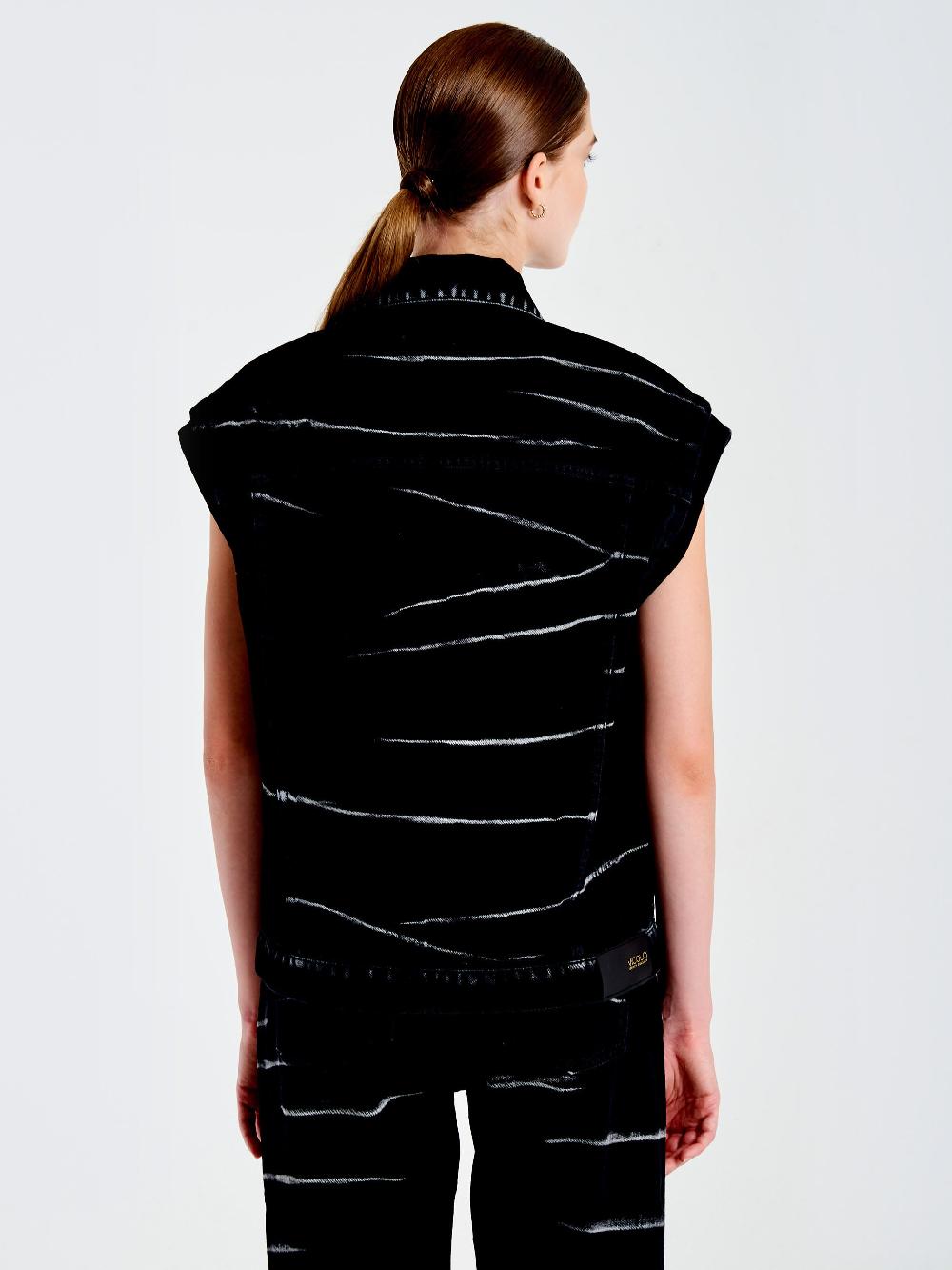 Vicolo Gilet In Jeans Effetto ZebratoNero
