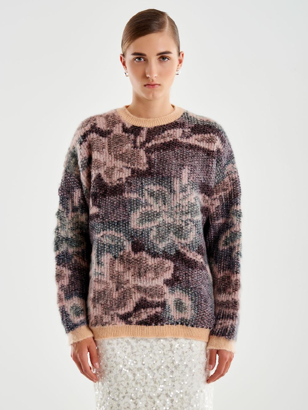 Vicolo Girocollo MohairMotivo Fiori Cipria