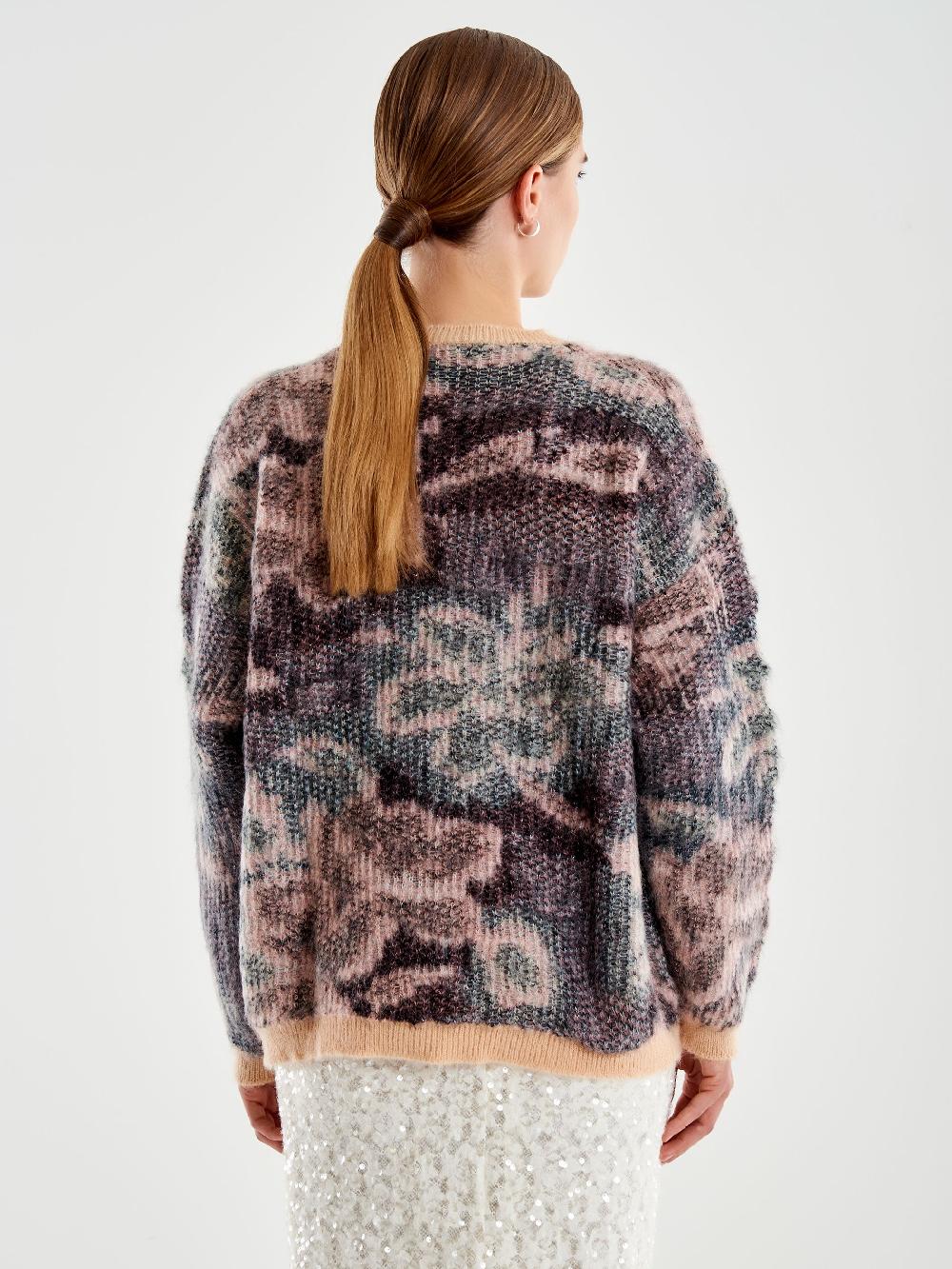 Vicolo Girocollo MohairMotivo Fiori Cipria