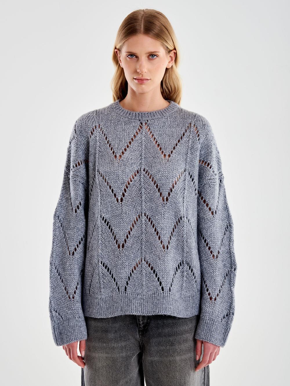 Vicolo Girocollo Over Trecce Lurex Grigio