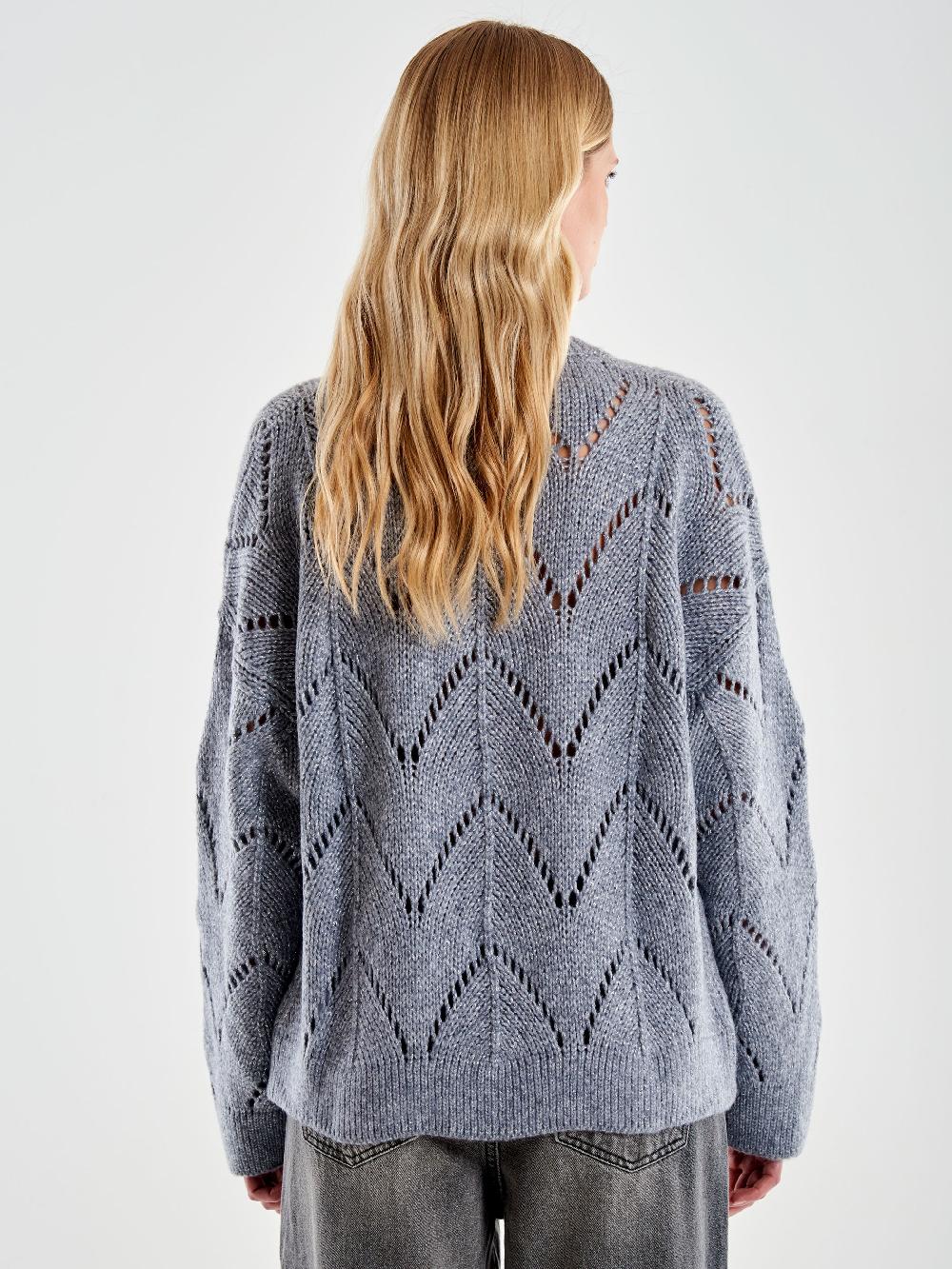 Vicolo Girocollo Over Trecce Lurex Grigio