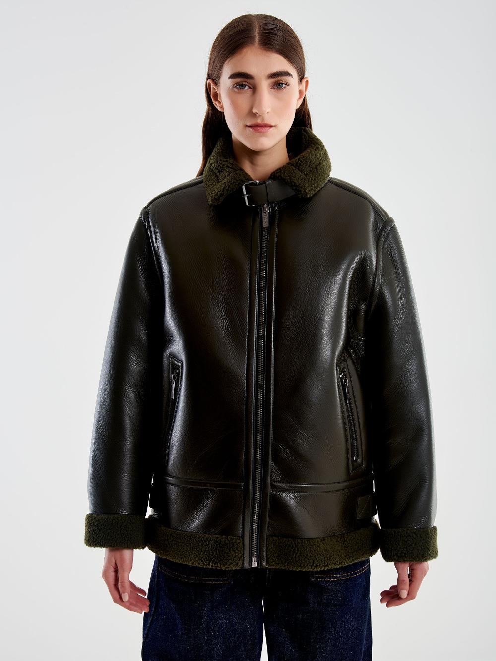 Vicolo Giubbotto Biker Effetto Pelle Verde