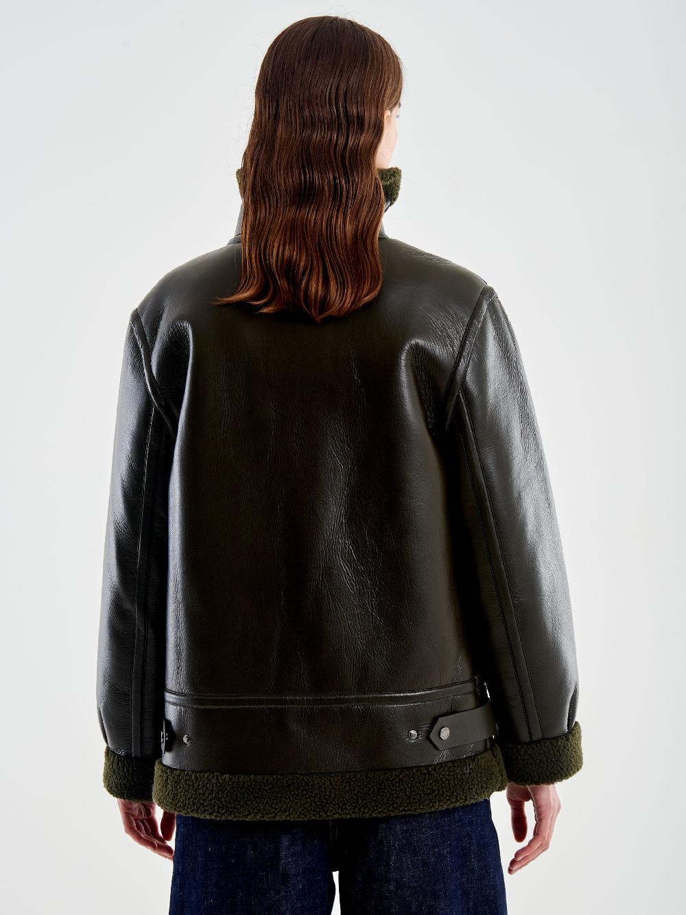 Vicolo Giubbotto Biker Effetto Pelle Verde