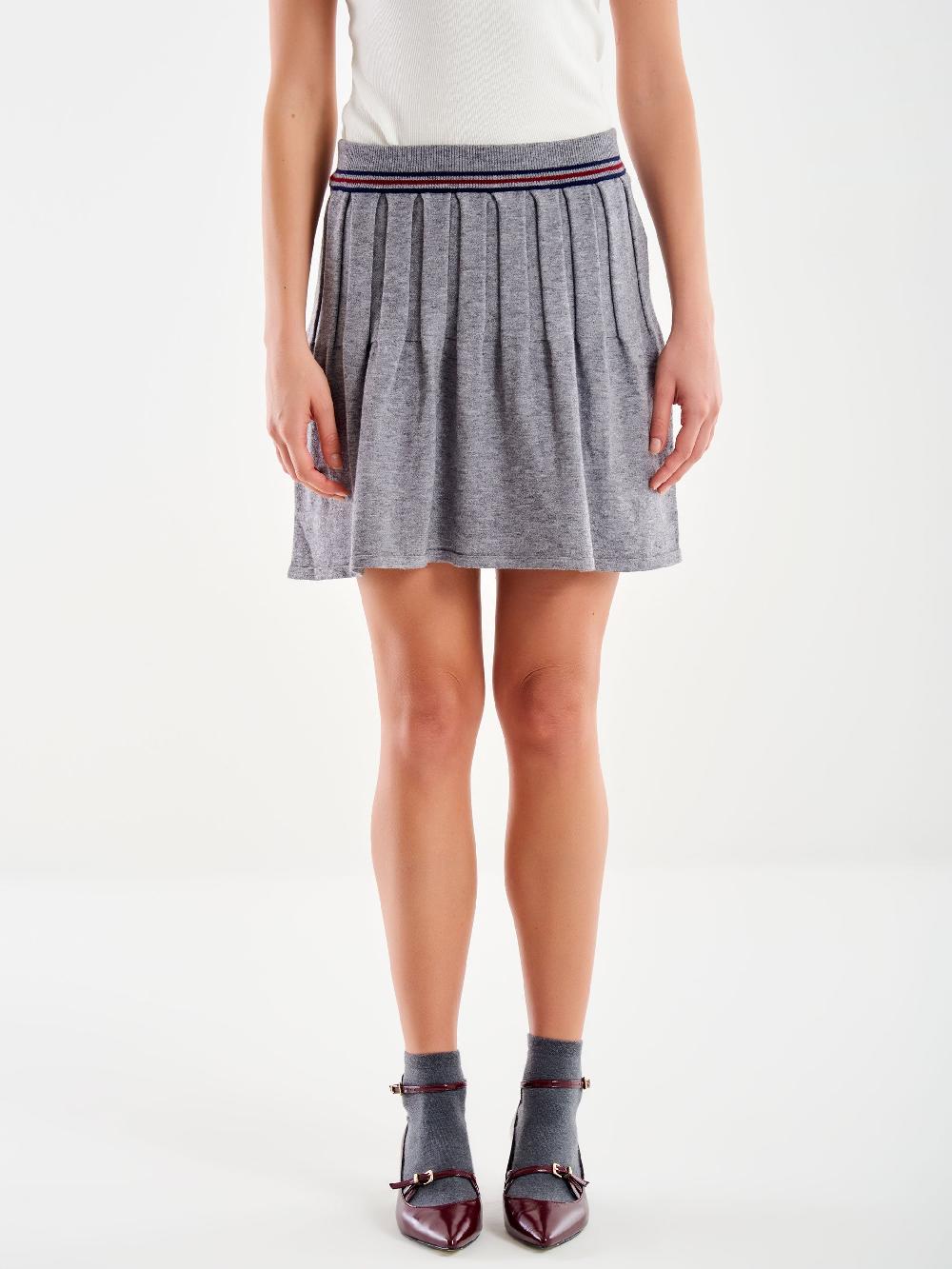 Vicolo Gonna A Pieghe In Maglia Grigio