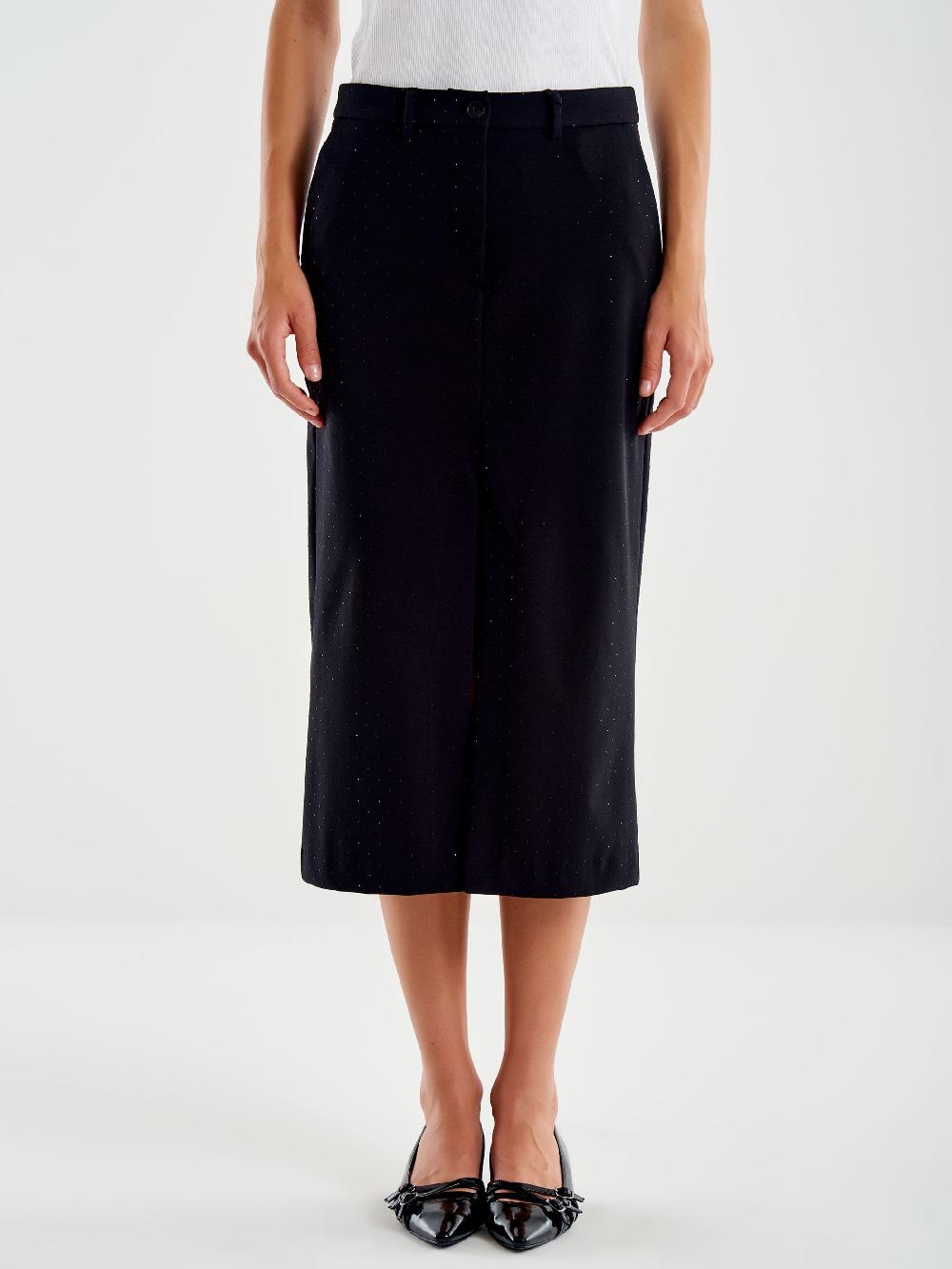 Vicolo Gonna Longuette Con Spacco Frontale Nero