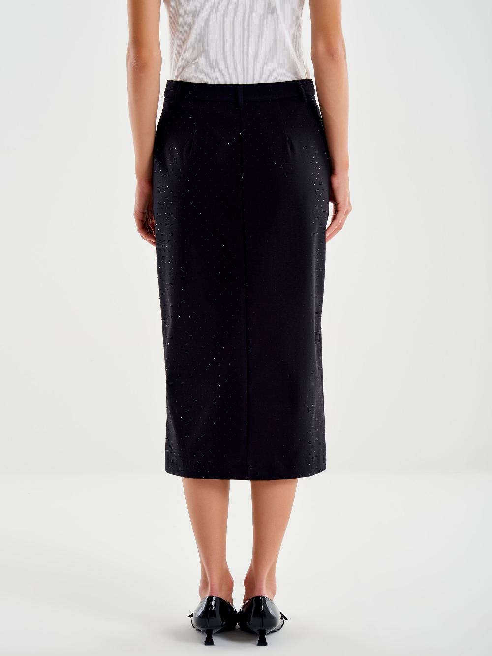 Vicolo Gonna Longuette Con Spacco Frontale Nero