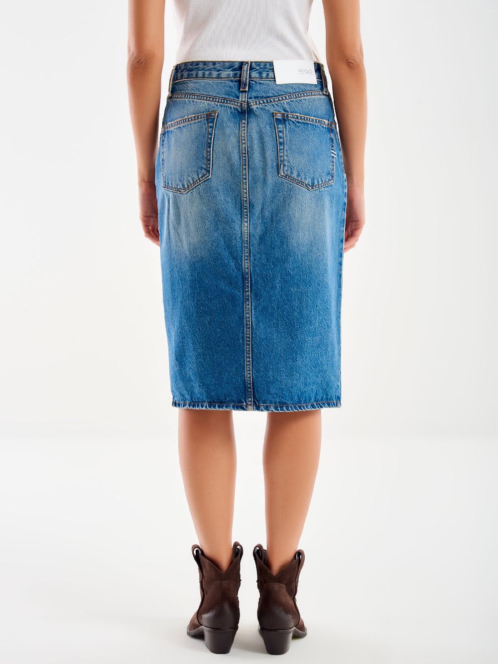 Vicolo Gonna Midi Bottoni Gioiello Blu