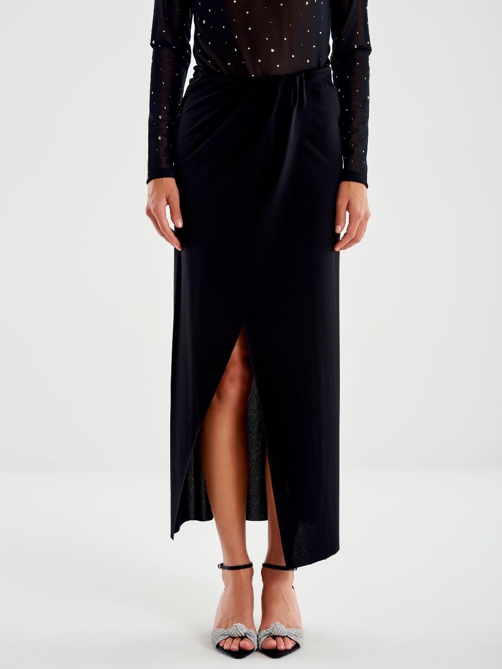 Vicolo Gonna Midi Con Spacco Centrale Nero