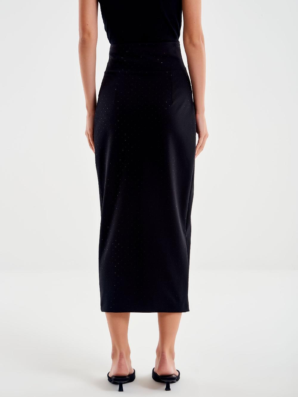 Vicolo Gonna Midi Con Zip A Vista Nero