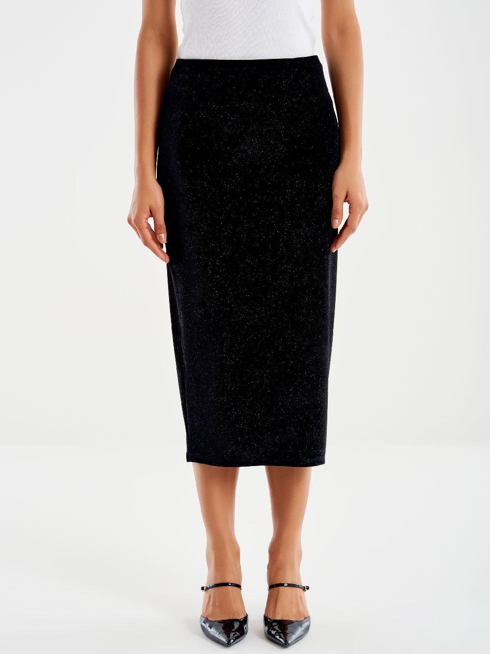 Vicolo Gonna Midi In Ciniglia Nero