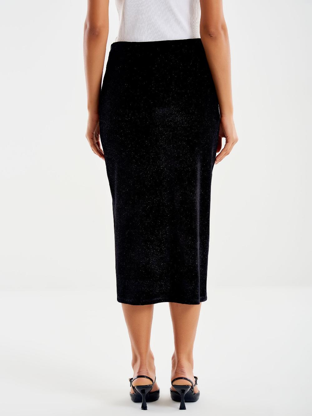 Vicolo Gonna Midi In Ciniglia Nero