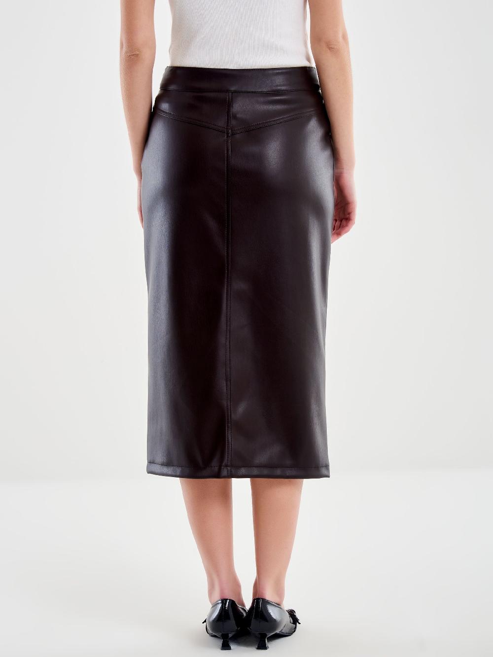 Vicolo Gonna Midi In Ecopelle Moro