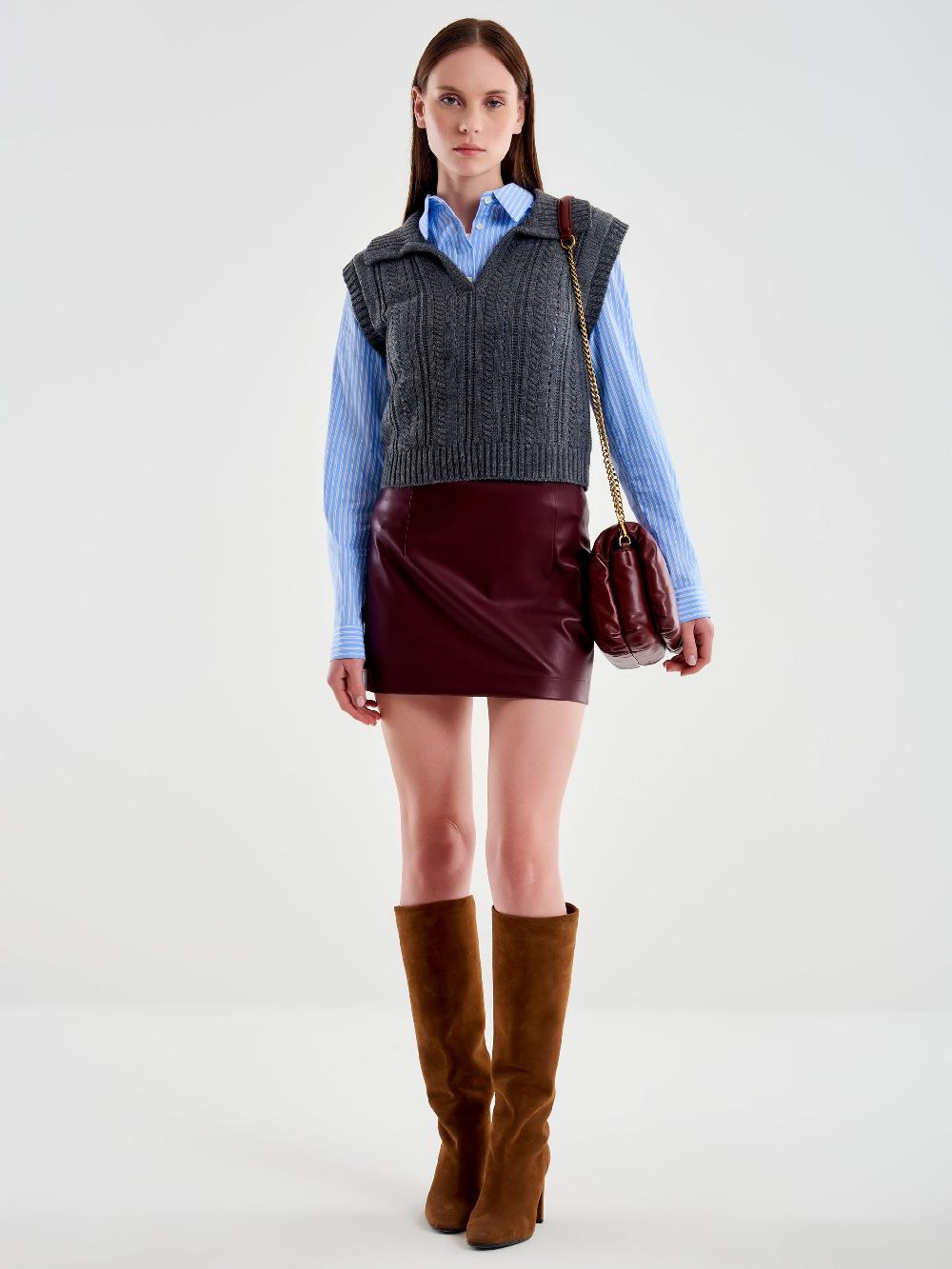 Vicolo Gonna Mini in Ecopelle Bordeaux