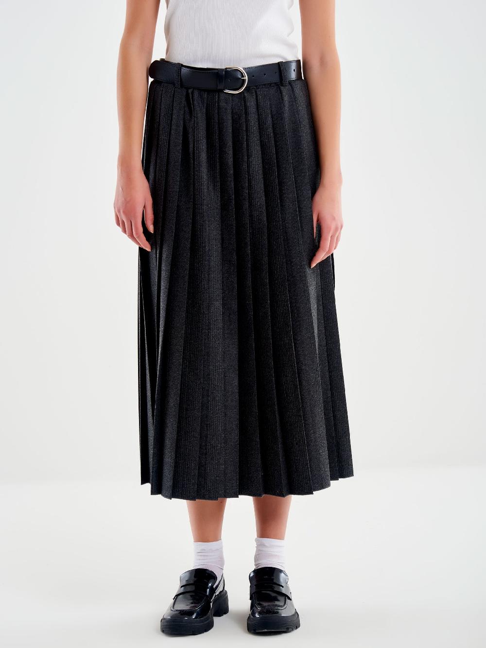 Vicolo Gonna Plissè Con Spacco Frontale Grigio