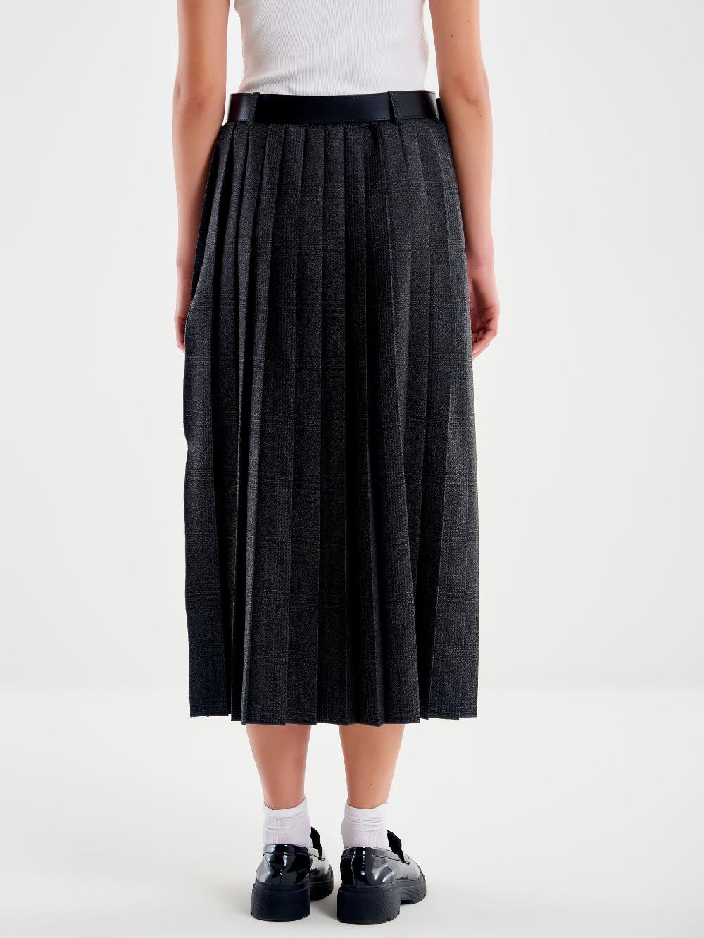 Vicolo Gonna Plissè Con Spacco Frontale Grigio