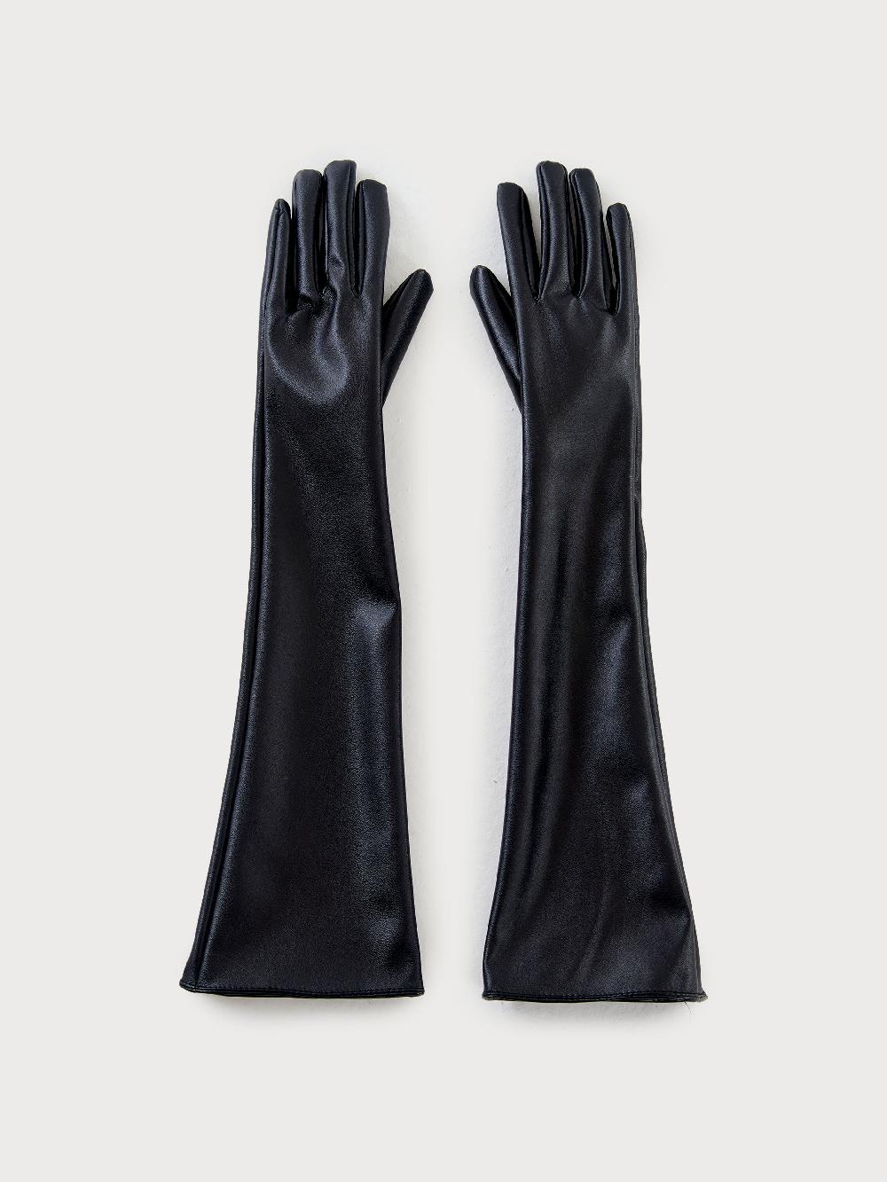 Vicolo Guanti Lunghi In Ecopelle Nero