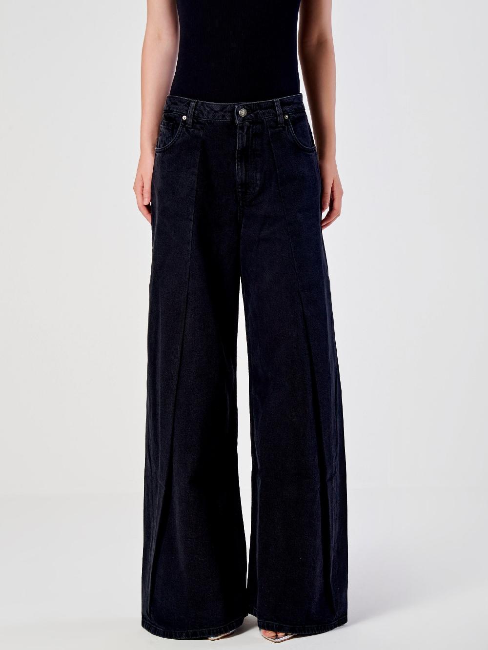 Vicolo Jeans Ampio Con Pence Nero